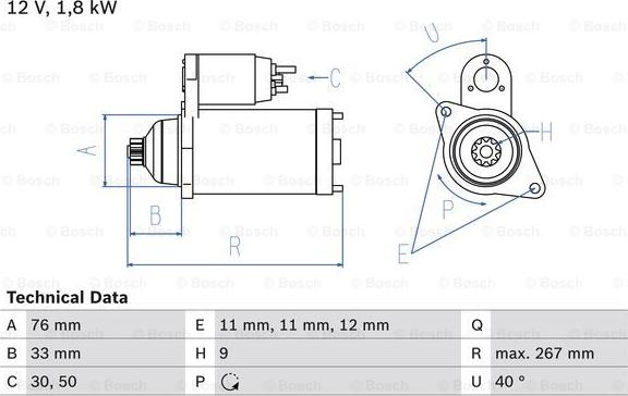 BOSCH 0 986 015 970 - Стартер autozip.com.ua