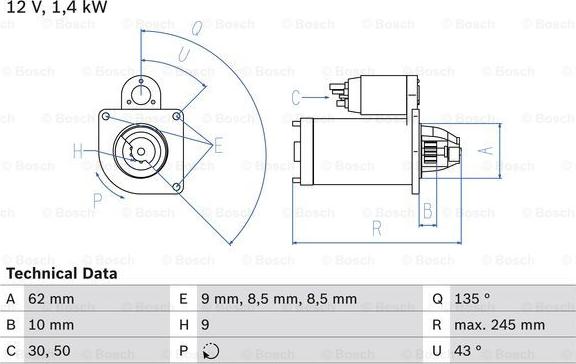 BOSCH 0 986 015 630 - Стартер autozip.com.ua