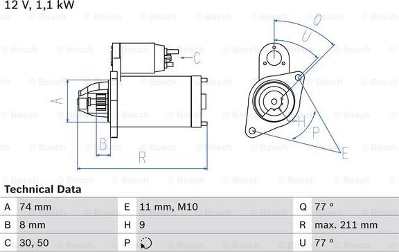 BOSCH 0 986 016 500 - Стартер autozip.com.ua