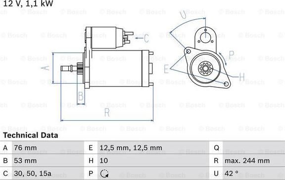 BOSCH 0 986 016 110 - Стартер autozip.com.ua