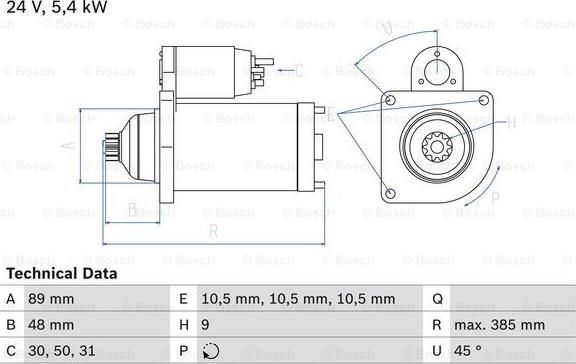 BOSCH 0 986 011 550 - Стартер autozip.com.ua