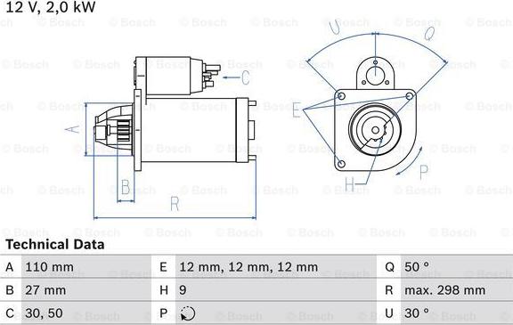 BOSCH 0 986 011 080 - Стартер autozip.com.ua