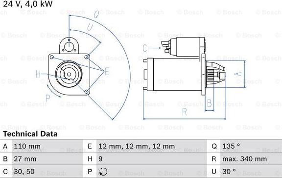 BOSCH 0 986 011 330 - Стартер autozip.com.ua