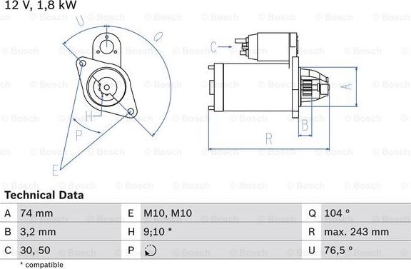 BOSCH 0 986 018 680 - Стартер autozip.com.ua