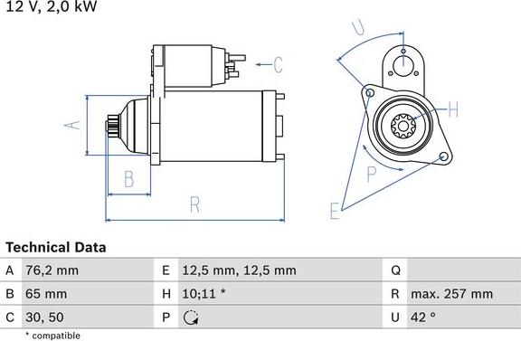 BOSCH 0 986 018 390 - Стартер autozip.com.ua