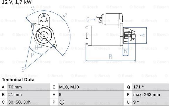 BOSCH 0 986 017 170 - Стартер autozip.com.ua