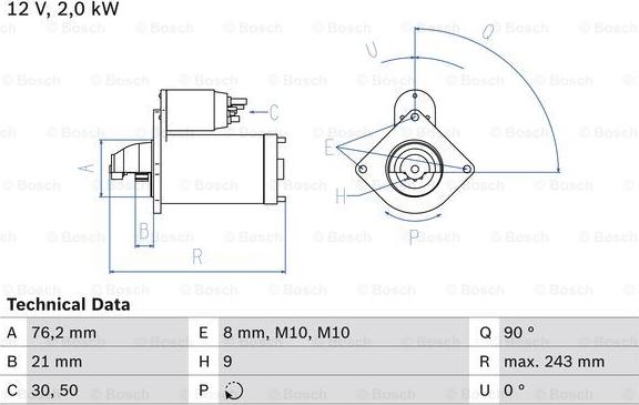 BOSCH 0 986 017 300 - Стартер autozip.com.ua