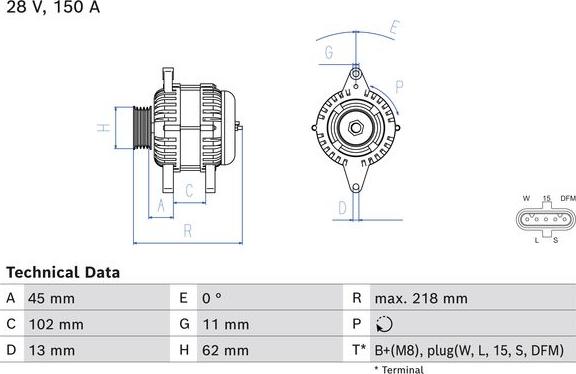 BOSCH 0 986 085 290 - Генератор autozip.com.ua