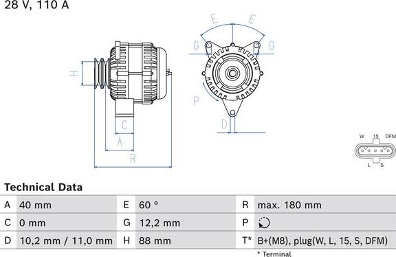 BOSCH 0 986 085 280 - Генератор autozip.com.ua