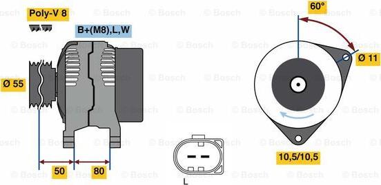 BOSCH 0 986 080 070 - Генератор autozip.com.ua