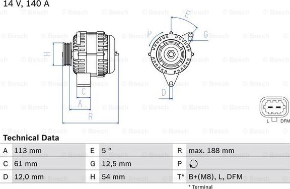 BOSCH 0 986 080 380 - Генератор autozip.com.ua