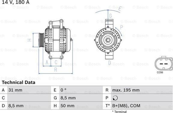 BOSCH 0 986 081 910 - Генератор autozip.com.ua