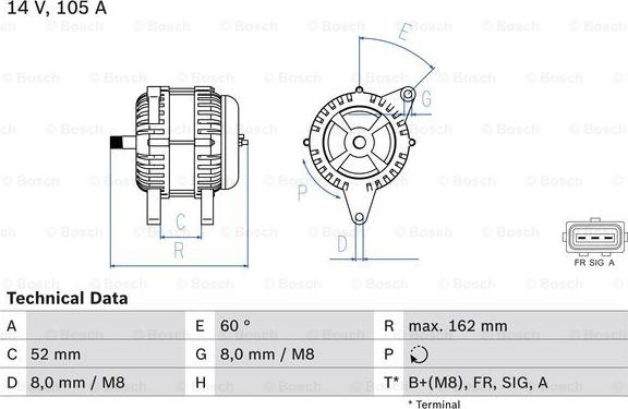 BOSCH 0 986 081 090 - Генератор autozip.com.ua