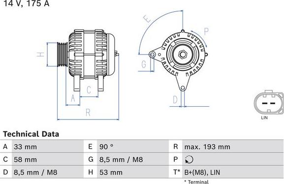 BOSCH 0 986 081 850 - Генератор autozip.com.ua