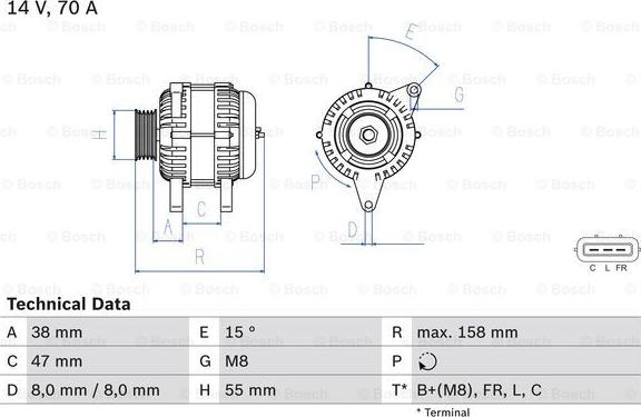 BOSCH 0 986 083 510 - Генератор autozip.com.ua