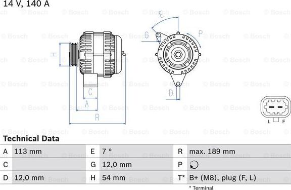 BOSCH 0 986 083 820 - Генератор autozip.com.ua