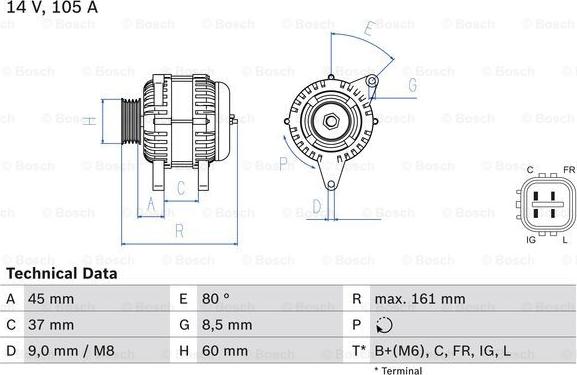 BOSCH 0 986 082 410 - Генератор autozip.com.ua