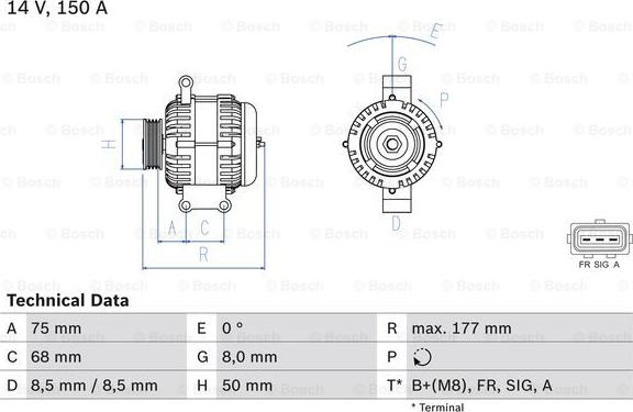 BOSCH 0 986 082 590 - Генератор autozip.com.ua