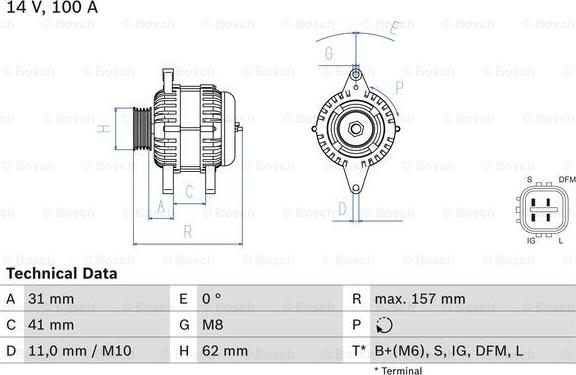 BOSCH 0 986 082 020 - Генератор autozip.com.ua