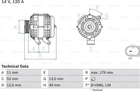 BOSCH 0 986 082 220 - Генератор autozip.com.ua