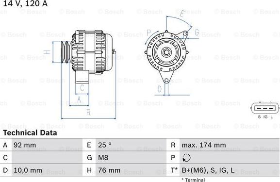 BOSCH 0 986 082 780 - Генератор autozip.com.ua