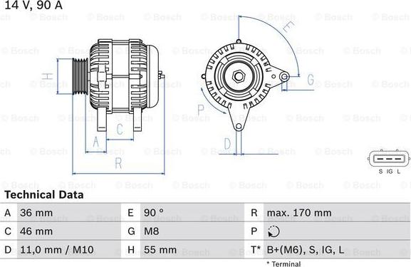 BOSCH 0 986 082 770 - Генератор autozip.com.ua