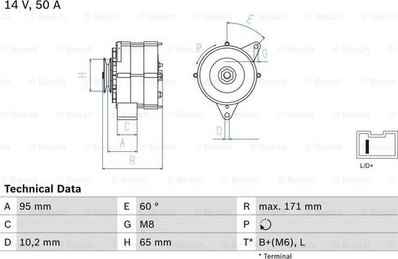 BOSCH 0 986 034 830 - Генератор autozip.com.ua