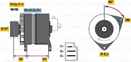 BOSCH 0 986 036 611 - Генератор autozip.com.ua