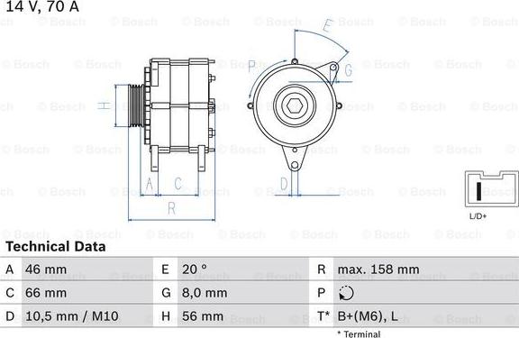 BOSCH 0 986 036 851 - Генератор autozip.com.ua