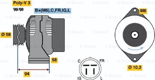 BOSCH 0 986 038 551 - Генератор autozip.com.ua