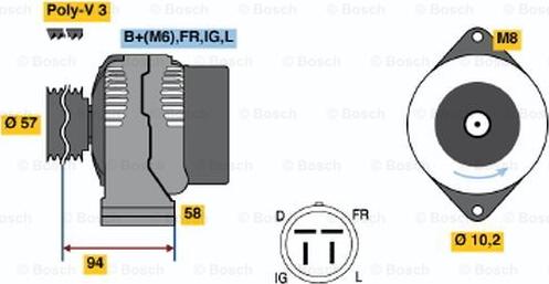 BOSCH 0 986 038 571 - Генератор autozip.com.ua