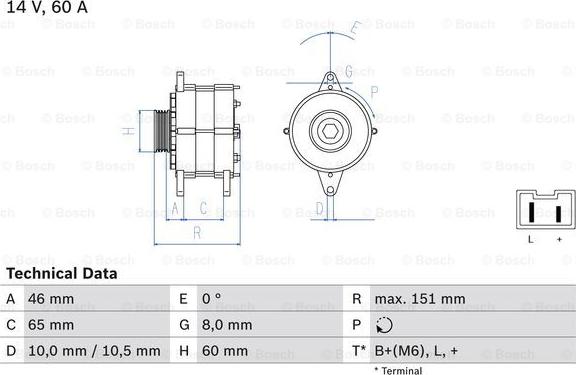 BOSCH 0 986 038 851 - Генератор autozip.com.ua