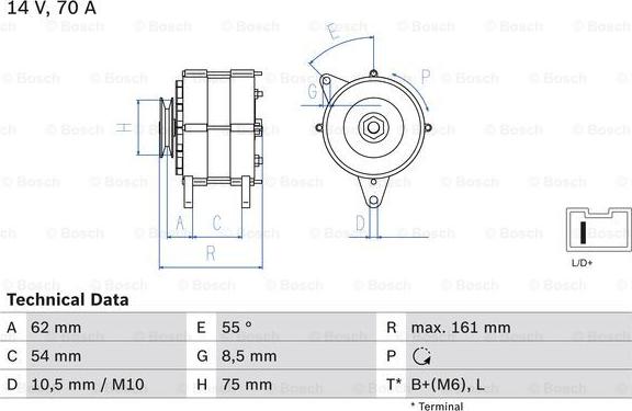 BOSCH 0 986 037 791 - Генератор autozip.com.ua