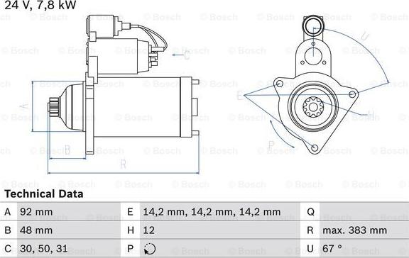 BOSCH 0 986 024 990 - Стартер autozip.com.ua