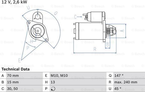 BOSCH 0 986 024 530 - Стартер autozip.com.ua