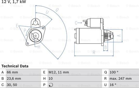 BOSCH 0 986 024 030 - Стартер autozip.com.ua