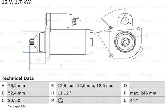 BOSCH 0 986 024 100 - Стартер autozip.com.ua