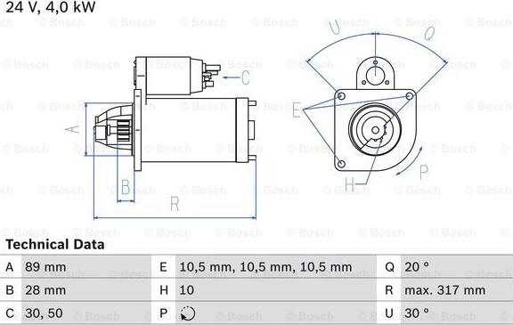 BOSCH 0 986 020 070 - Стартер autozip.com.ua