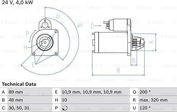 BOSCH 0 986 020 170 - Стартер autozip.com.ua