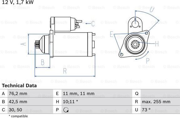 BOSCH 0 986 020 280 - Стартер autozip.com.ua