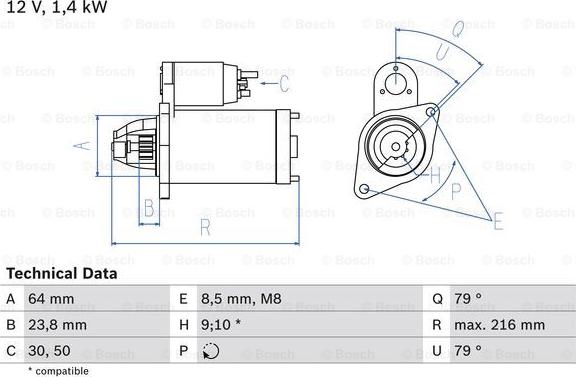 BOSCH 0 986 022 730 - Стартер autozip.com.ua