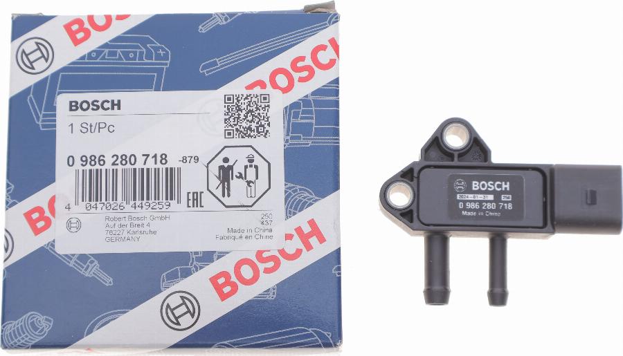 BOSCH 0 986 280 718 - Датчик, тиск вихлопних газів autozip.com.ua