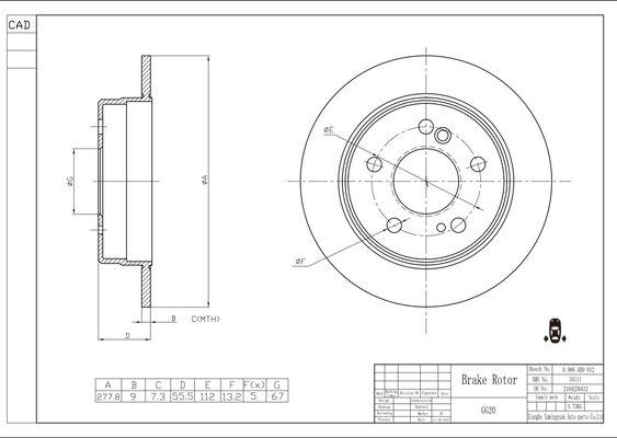 BOSCH 0 986 AB9 912 - Гальмівний диск autozip.com.ua