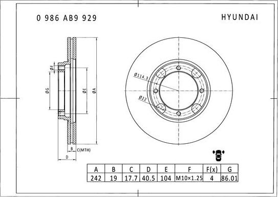 BOSCH 0 986 AB9 929 - Гальмівний диск autozip.com.ua