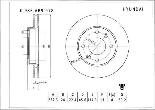 BOSCH 0 986 AB9 978 - Гальмівний диск autozip.com.ua