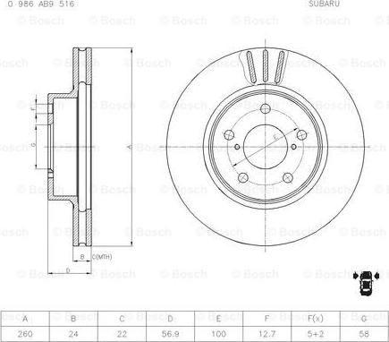 BOSCH 0 986 AB9 516 - Гальмівний диск autozip.com.ua