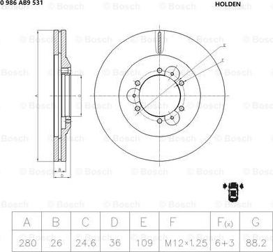 BOSCH 0 986 AB9 531 - Гальмівний диск autozip.com.ua