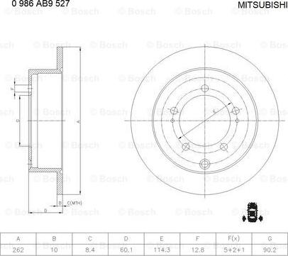 BOSCH 0 986 AB9 527 - Гальмівний диск autozip.com.ua