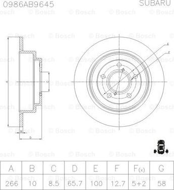 BOSCH 0 986 AB9 645 - Гальмівний диск autozip.com.ua