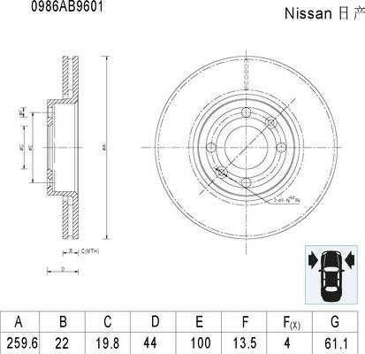 BOSCH 0 986 AB9 601 - Гальмівний диск autozip.com.ua